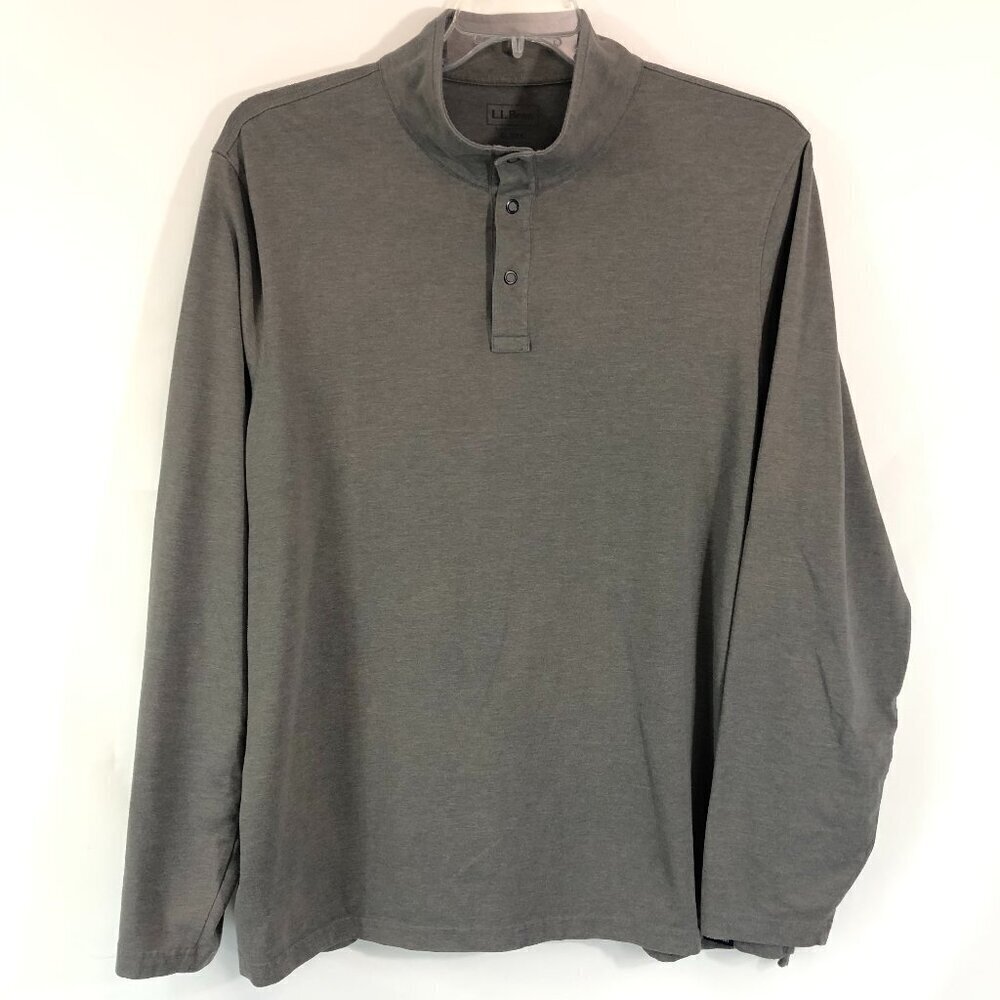 L.L. Bean Gray 1/4 Snap Pullover Shirt Size XL